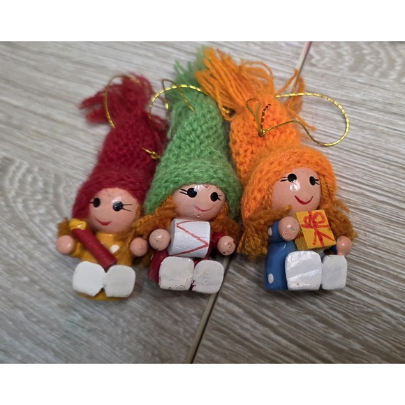 Vintage Wooden Christmas Ornaments Hand Painted Old Design Collectible Holiday - Picture 11 of 15